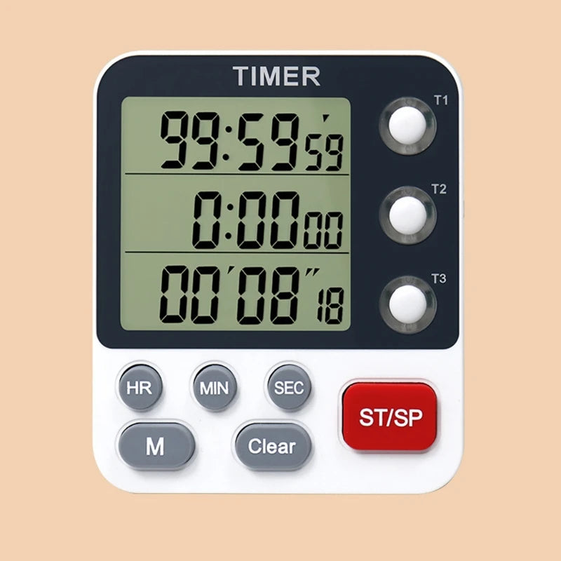 Digital Kitchen Timer, Cooking Timer, Count Up and Down Timer for Loud Alarm, Classroom, Bathroom, 3 Channels