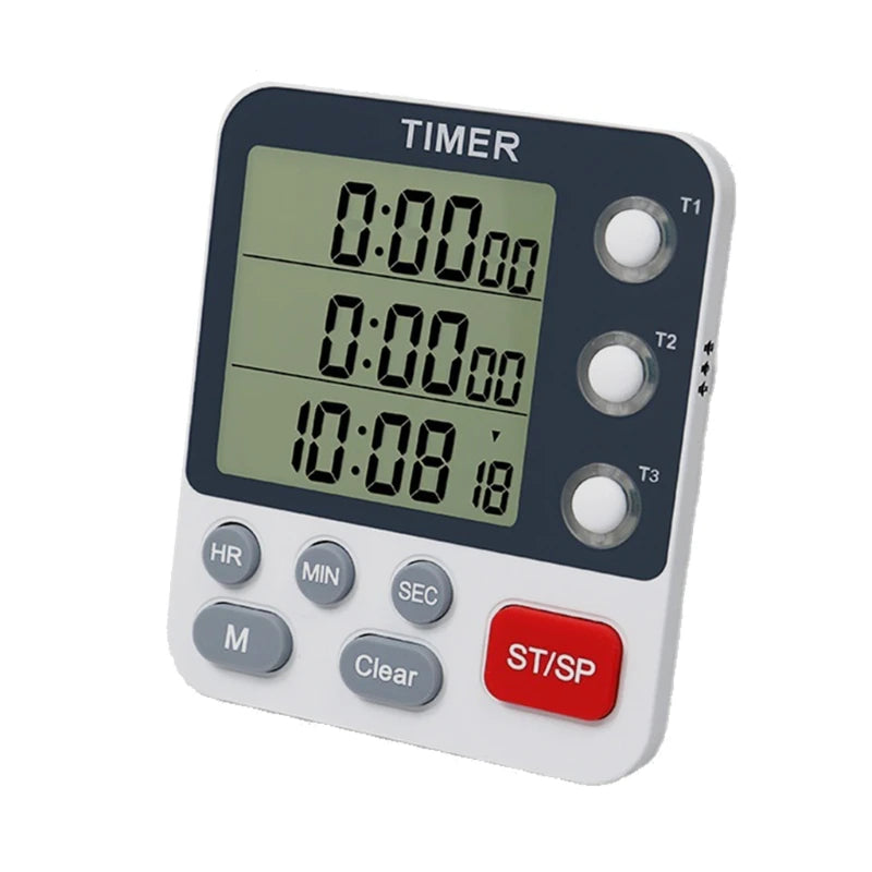 Digital Kitchen Timer, Cooking Timer, Count Up and Down Timer for Loud Alarm, Classroom, Bathroom, 3 Channels